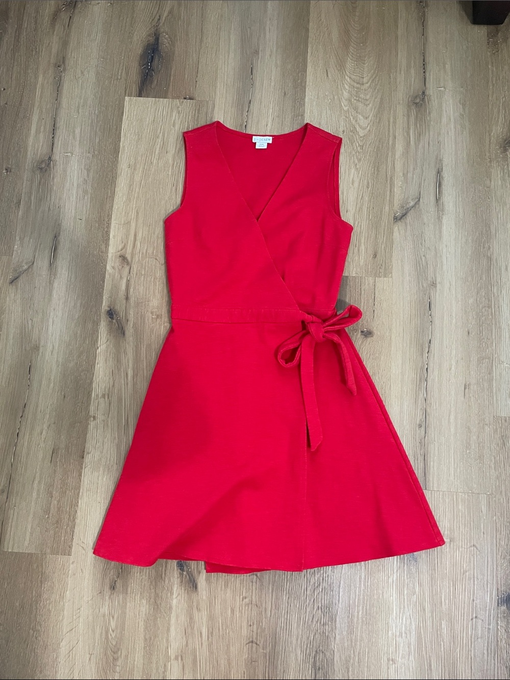 J. Crew Red Sleeveless Wrap Mini Dress with Side Tie